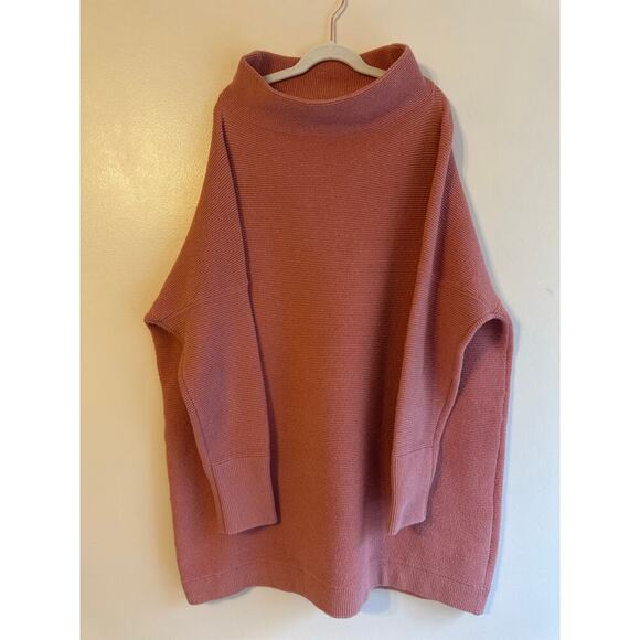 Free People Ottomon Slouchy Tunic Stretch Mock Neck Heavy Knit Mauve Size Xl - Picture 3 of 7